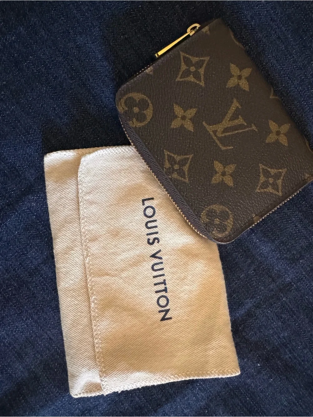 Louis Vuitton Brown Monogram Canvas Card Holder with Pink and Blue Illustration